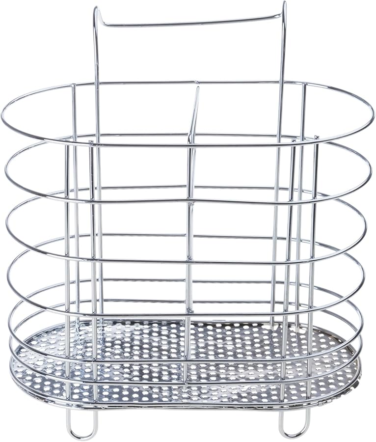 Stainless Steel Kitchen Utensil Holder Sink Drying Rack For Spoons Forks Chopsticks - Image 1